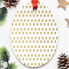 Polka Dots Gold Grey Oval Ornament (two Sides) by Mariart