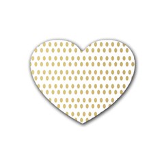 Polka Dots Gold Grey Rubber Coaster (heart)  by Mariart