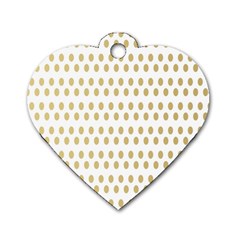 Polka Dots Gold Grey Dog Tag Heart (one Side) by Mariart