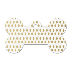 Polka Dots Gold Grey Dog Tag Bone (two Sides) by Mariart