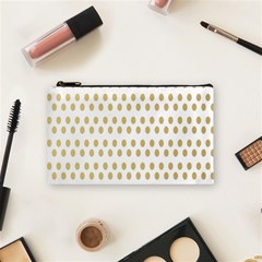 Polka Dots Gold Grey Cosmetic Bag (small)  by Mariart