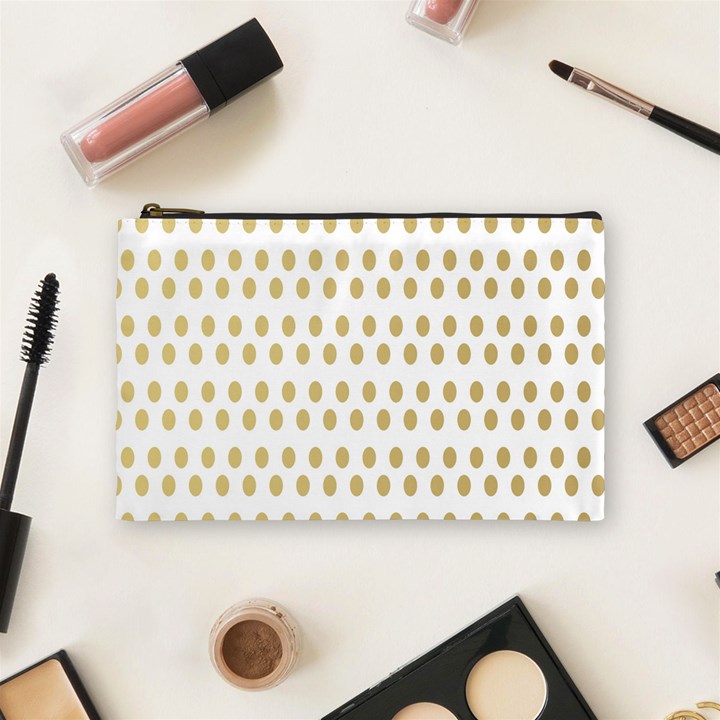 Polka Dots Gold Grey Cosmetic Bag (Medium) 