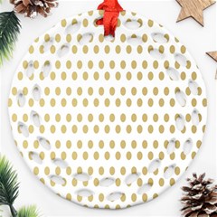 Polka Dots Gold Grey Ornament (round Filigree) by Mariart