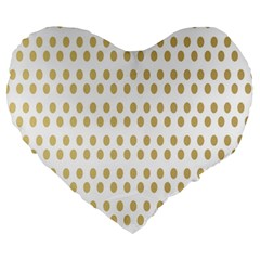 Polka Dots Gold Grey Large 19  Premium Heart Shape Cushions