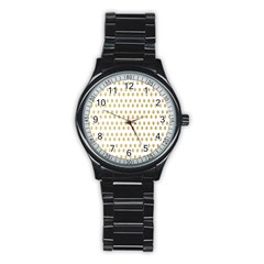 Polka Dots Gold Grey Stainless Steel Round Watch by Mariart