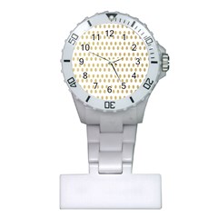 Polka Dots Gold Grey Plastic Nurses Watch by Mariart