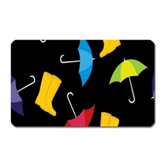 Rain Shoe Boots Blue Yellow Pink Orange Black Umbrella Magnet (rectangular) by Mariart