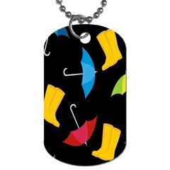 Rain Shoe Boots Blue Yellow Pink Orange Black Umbrella Dog Tag (one Side) by Mariart