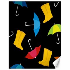 Rain Shoe Boots Blue Yellow Pink Orange Black Umbrella Canvas 12  X 16   by Mariart