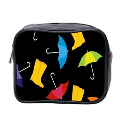 Rain Shoe Boots Blue Yellow Pink Orange Black Umbrella Mini Toiletries Bag 2-side by Mariart