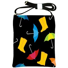 Rain Shoe Boots Blue Yellow Pink Orange Black Umbrella Shoulder Sling Bags by Mariart