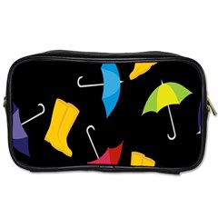 Rain Shoe Boots Blue Yellow Pink Orange Black Umbrella Toiletries Bags by Mariart