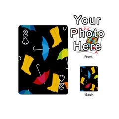 Rain Shoe Boots Blue Yellow Pink Orange Black Umbrella Playing Cards 54 (mini)  by Mariart