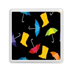 Rain Shoe Boots Blue Yellow Pink Orange Black Umbrella Memory Card Reader (square)  by Mariart