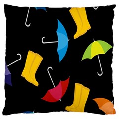 Rain Shoe Boots Blue Yellow Pink Orange Black Umbrella Large Cushion Case (one Side) by Mariart