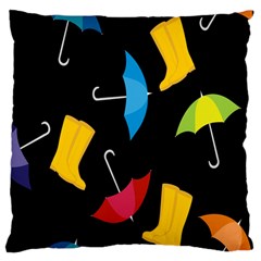 Rain Shoe Boots Blue Yellow Pink Orange Black Umbrella Large Flano Cushion Case (one Side) by Mariart