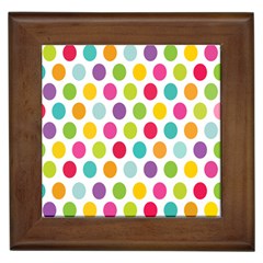 Polka Dot Yellow Green Blue Pink Purple Red Rainbow Color Framed Tiles by Mariart