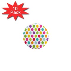 Polka Dot Yellow Green Blue Pink Purple Red Rainbow Color 1  Mini Magnet (10 Pack) 