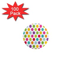 Polka Dot Yellow Green Blue Pink Purple Red Rainbow Color 1  Mini Magnets (100 Pack) 