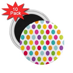 Polka Dot Yellow Green Blue Pink Purple Red Rainbow Color 2 25  Magnets (10 Pack)  by Mariart