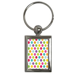 Polka Dot Yellow Green Blue Pink Purple Red Rainbow Color Key Chains (rectangle)  by Mariart