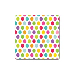 Polka Dot Yellow Green Blue Pink Purple Red Rainbow Color Square Magnet by Mariart