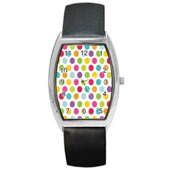 Polka Dot Yellow Green Blue Pink Purple Red Rainbow Color Barrel Style Metal Watch by Mariart