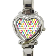 Polka Dot Yellow Green Blue Pink Purple Red Rainbow Color Heart Italian Charm Watch by Mariart