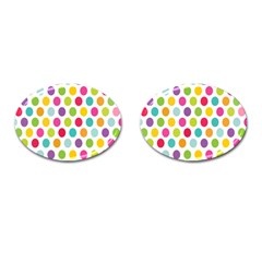 Polka Dot Yellow Green Blue Pink Purple Red Rainbow Color Cufflinks (oval) by Mariart