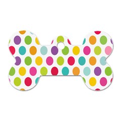 Polka Dot Yellow Green Blue Pink Purple Red Rainbow Color Dog Tag Bone (one Side) by Mariart