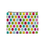 Polka Dot Yellow Green Blue Pink Purple Red Rainbow Color Cosmetic Bag (Medium)  Front