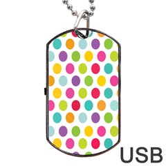 Polka Dot Yellow Green Blue Pink Purple Red Rainbow Color Dog Tag Usb Flash (one Side) by Mariart