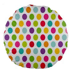 Polka Dot Yellow Green Blue Pink Purple Red Rainbow Color Large 18  Premium Round Cushions by Mariart