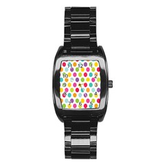 Polka Dot Yellow Green Blue Pink Purple Red Rainbow Color Stainless Steel Barrel Watch by Mariart