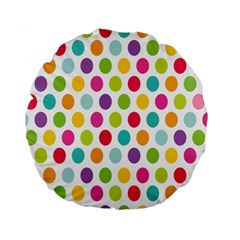 Polka Dot Yellow Green Blue Pink Purple Red Rainbow Color Standard 15  Premium Flano Round Cushions by Mariart