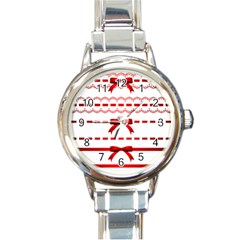 Ribbon Red Line Round Italian Charm Watch