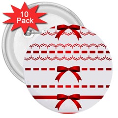 Ribbon Red Line 3  Buttons (10 pack) 