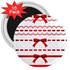 Ribbon Red Line 3  Magnets (10 pack) 