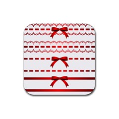 Ribbon Red Line Rubber Coaster (square)  by Mariart