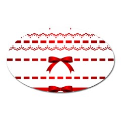 Ribbon Red Line Oval Magnet by Mariart