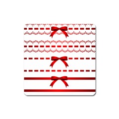 Ribbon Red Line Square Magnet by Mariart