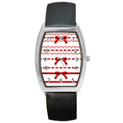 Ribbon Red Line Barrel Style Metal Watch