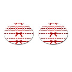 Ribbon Red Line Cufflinks (Oval)