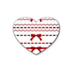 Ribbon Red Line Heart Coaster (4 pack) 