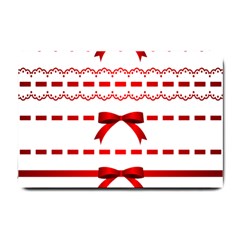 Ribbon Red Line Small Doormat  by Mariart