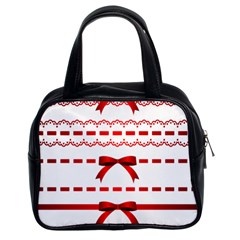 Ribbon Red Line Classic Handbags (2 Sides) by Mariart