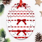 Ribbon Red Line Oval Filigree Ornament (Two Sides) Front