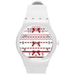 Ribbon Red Line Round Plastic Sport Watch (M)