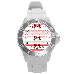 Ribbon Red Line Round Plastic Sport Watch (L)