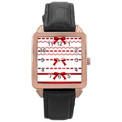 Ribbon Red Line Rose Gold Leather Watch 